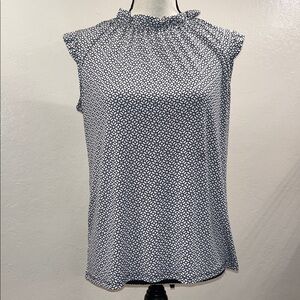 Adriana Papell black and white ruffle collar blouse size small